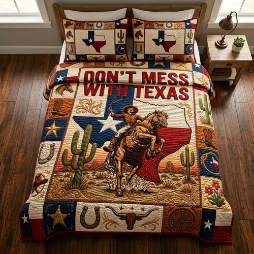 Texas Prairie Meadow 3-Piece Quilted Bedding Set NCU0HH2031