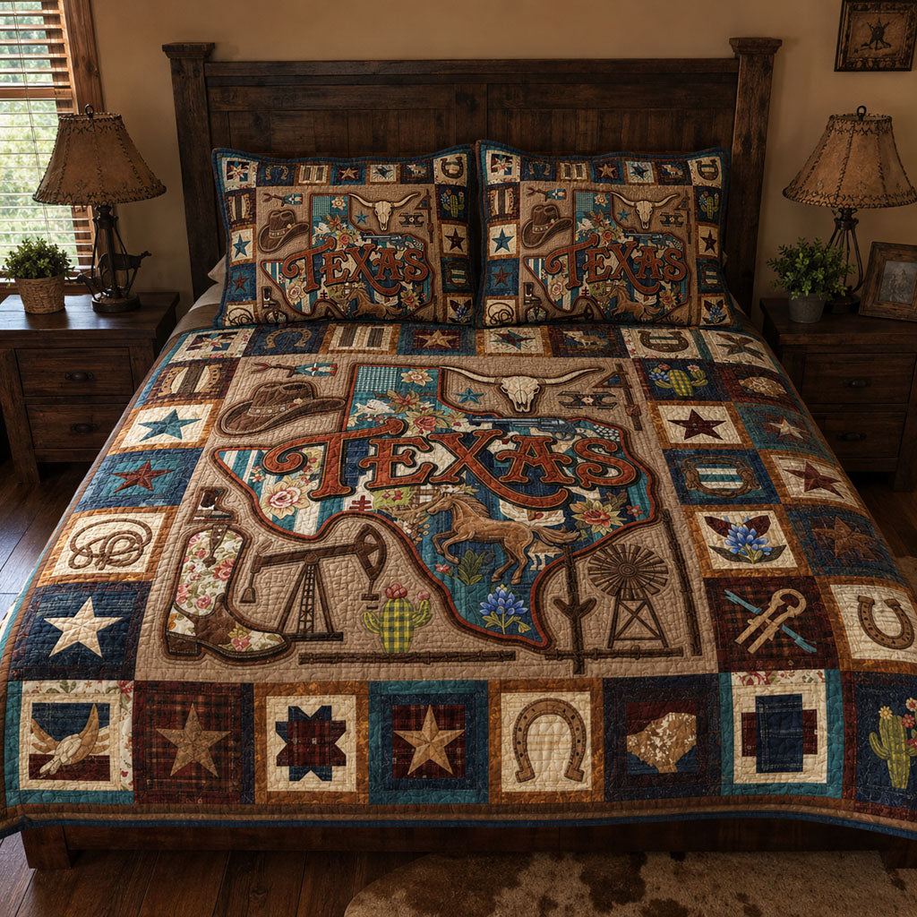 Texas Ranch Life 3-Piece Quilted Bedding Set NCU0PT11750