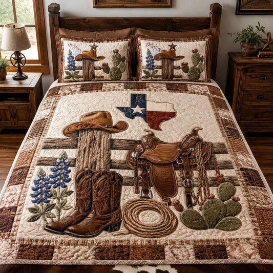 Texas Ranch Roots 3-Piece Quilted Bedding Set NCU0DV9765
