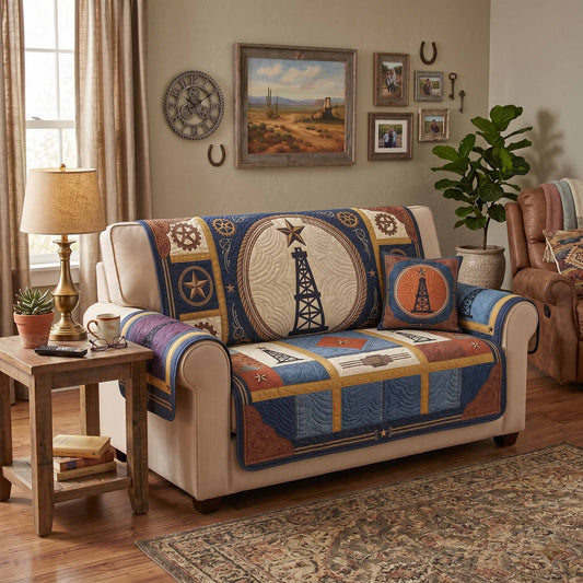 Texas Road Quilted Sofa Cover NCU0XD2852
