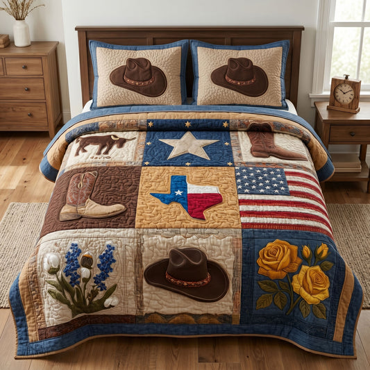 Texas Roots 3-Piece Quilted Bedding Set NCU0NT12773