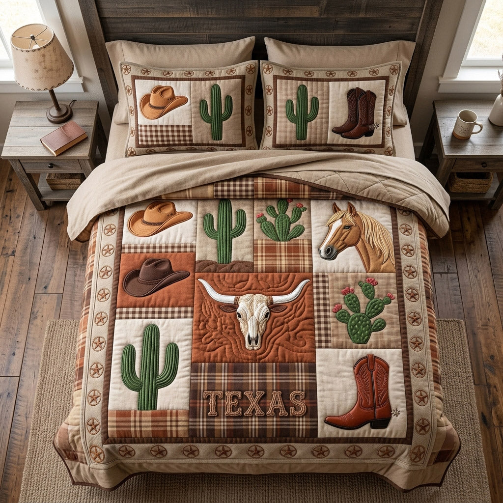 Texas Rustic Charm 3-Piece Quilted Bedding Set NCU0HH2032