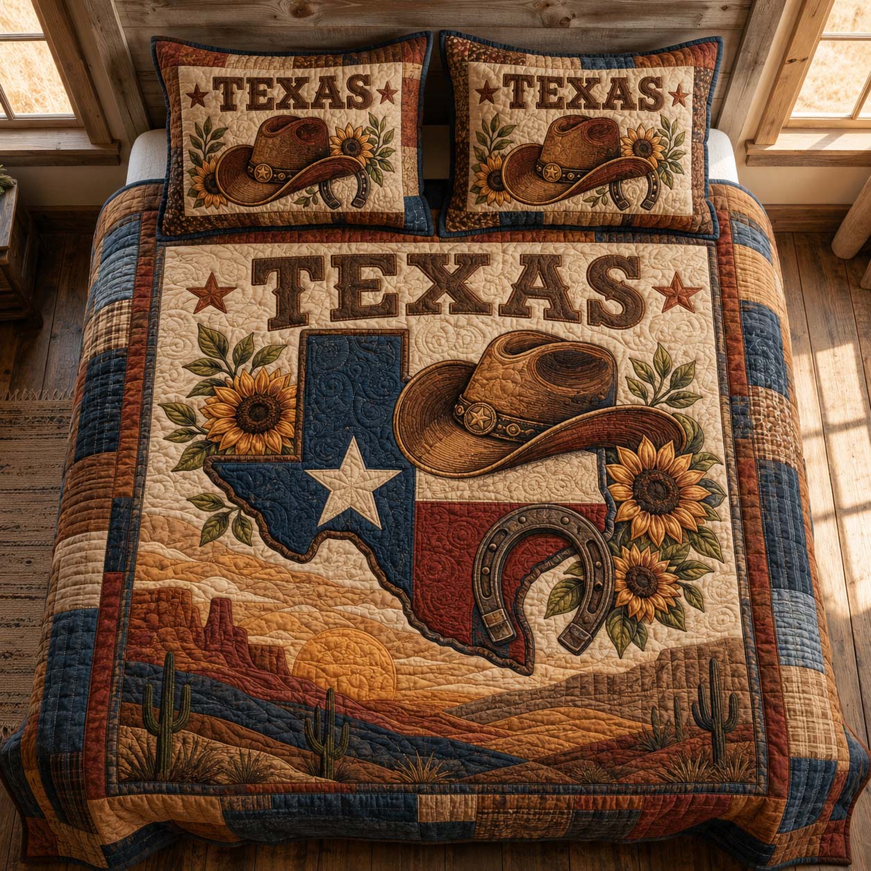 Texas Spirit 3-Piece Quilted Bedding Set NCU0QD032