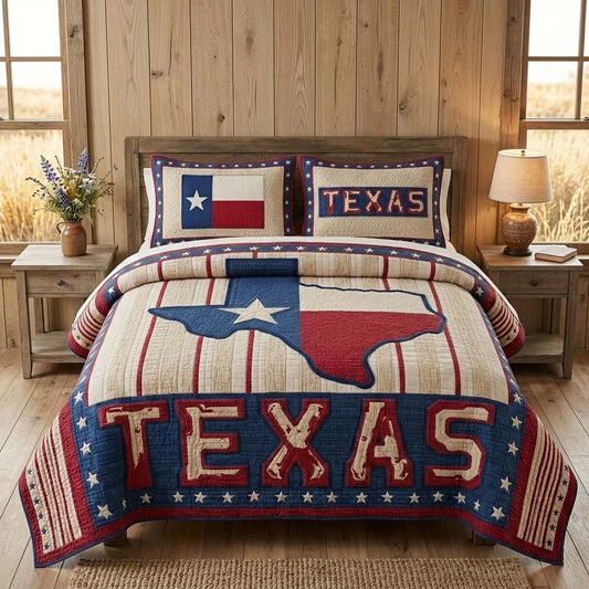 Texas State Pride 3-Piece Quilted Bedding Set NCU0QD012