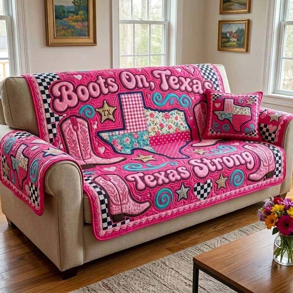 Texas Strong Quilted Sofa Cover NCU0XD2867