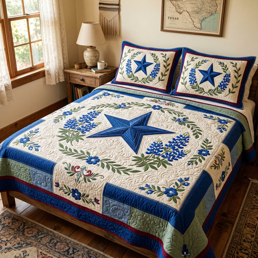 Texas Wildflowers 3-Piece Quilted Bedding Set NCU0TD2779