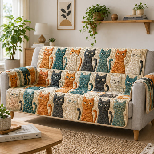 Textured Tomcat Tails Quilted Sofa Cover NCU0VL3909