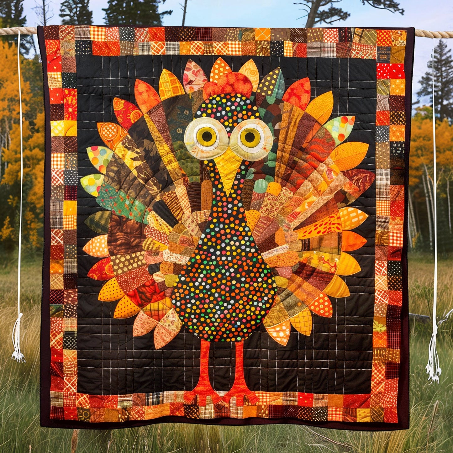 Thankful Turkey Quilted Blanket NCU0TH1095