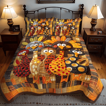 Thanksgiving Family 3-Piece Quilted Bedding Set NCU0TH1102