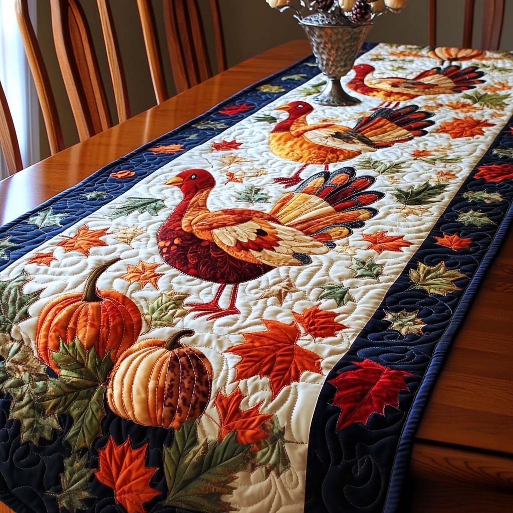 Thanksgiving Turkeys Quilted Table Runner NCU0NT1132 – Vantique