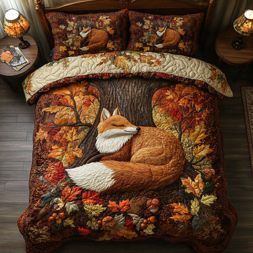The Autumn Fox Story 3-Piece Quilted Bedding Set NCU0PT7932