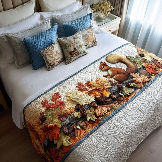 The Autumn Squirrel Quilted Bed Runner NCU0PT7943