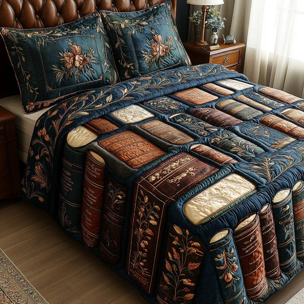 The Bibliophiles Bliss 3-Piece Quilted Bedding Set NCU0PT5069