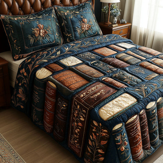 The Bibliophiles Bliss 3-Piece Quilted Bedding Set NCU0PT5069