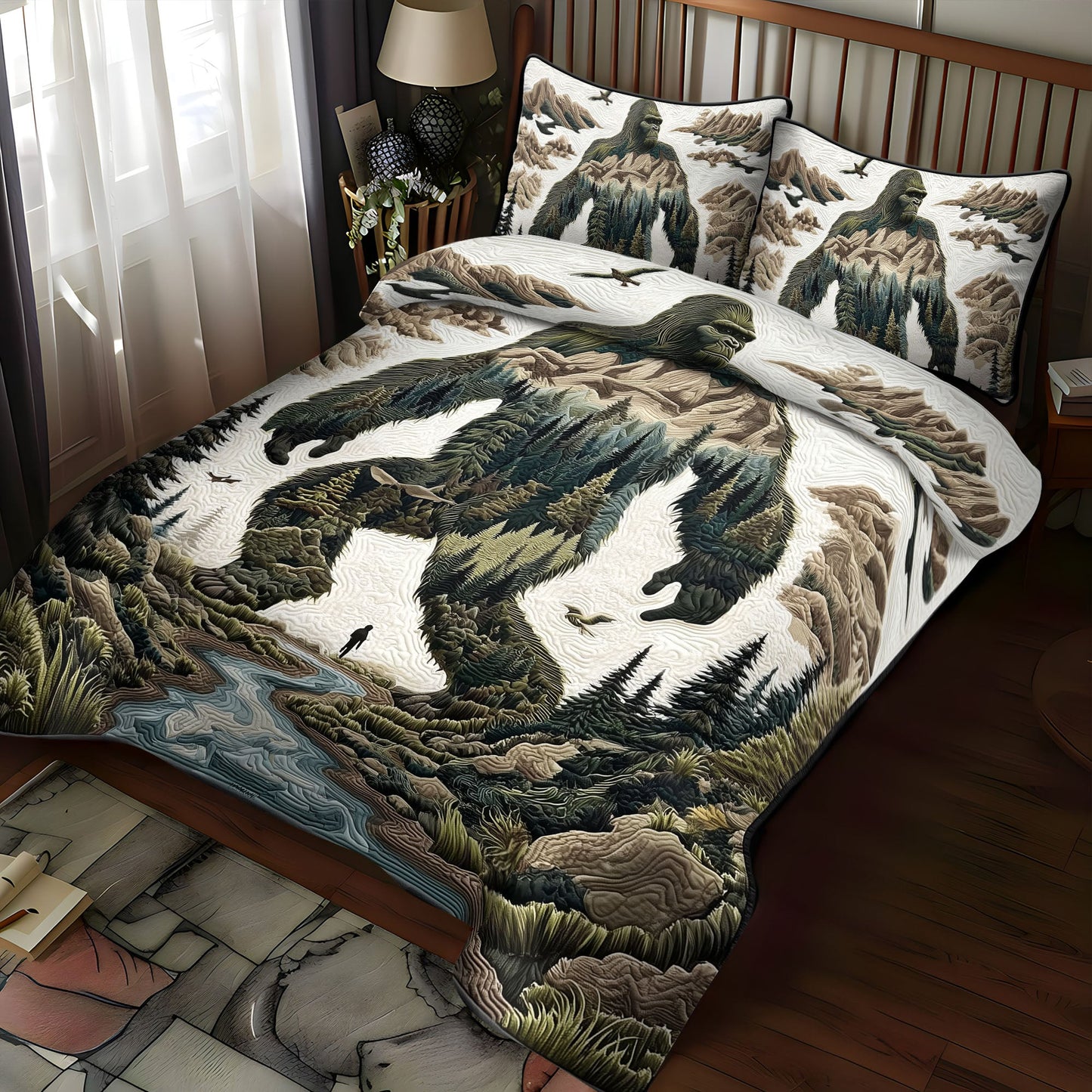 The Bigfoot Mystery 3-Piece Quilted Bedding Set NCU0PT7733