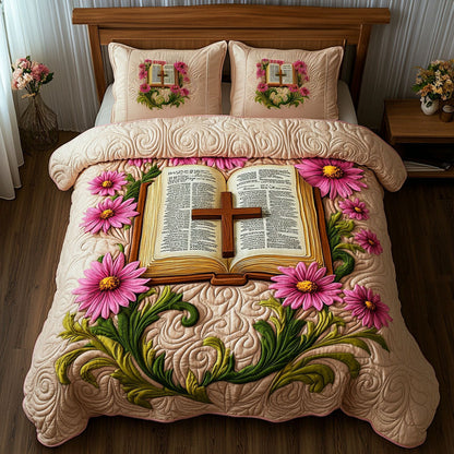 The Blooming Cross 3-Piece Quilted Bedding Set NCU0NT6721