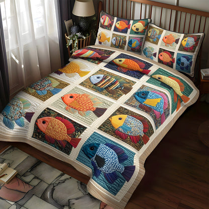 The Bluegill Haven 3-Piece Quilted Bedding Set NCU0PT6958