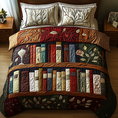 The Book Haven 3-Piece Quilted Bedding Set NCU0DK4932