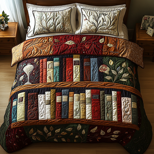 The Book Haven 3-Piece Quilted Bedding Set NCU0DK4932