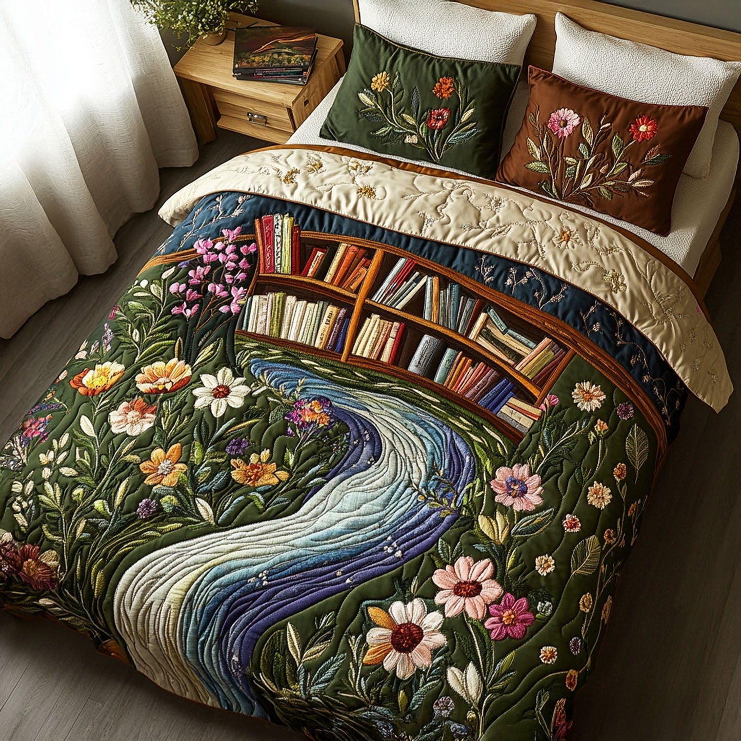 The Book Nest 3-Piece Quilted Bedding Set NCU0PT5635