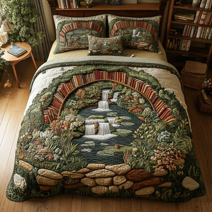 The Booked Garden 3-Piece Quilted Bedding Set NCU0PT5636