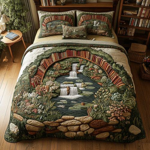 The Booked Garden 3-Piece Quilted Bedding Set NCU0PT5636