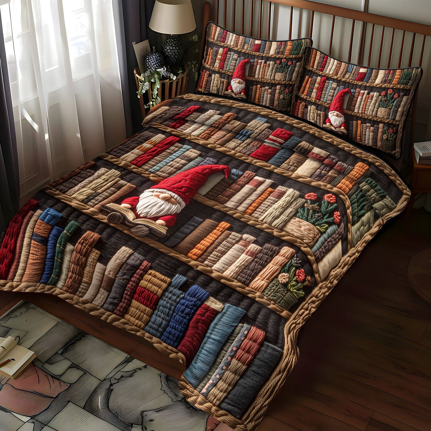 The Bookish Gnome 3-Piece Quilted Bedding Set NCU0PT3188
