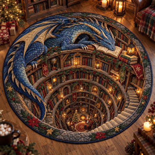 The Bookkeeper Dragon Quilted Round Mat NCU0PT12178