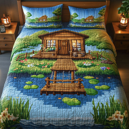 The Castaway Cabin 3-Piece Quilted Bedding Set NCU0PT6711