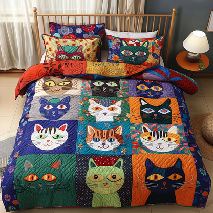 The Cat Parade 3-Piece Quilted Bedding Set NCU0DV4209