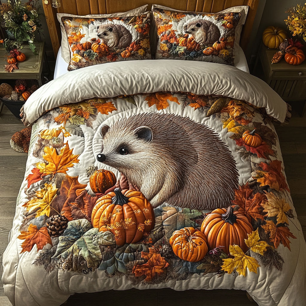 The Cozy Hedgehog 3-Piece Quilted Bedding Set NCU0PT7933