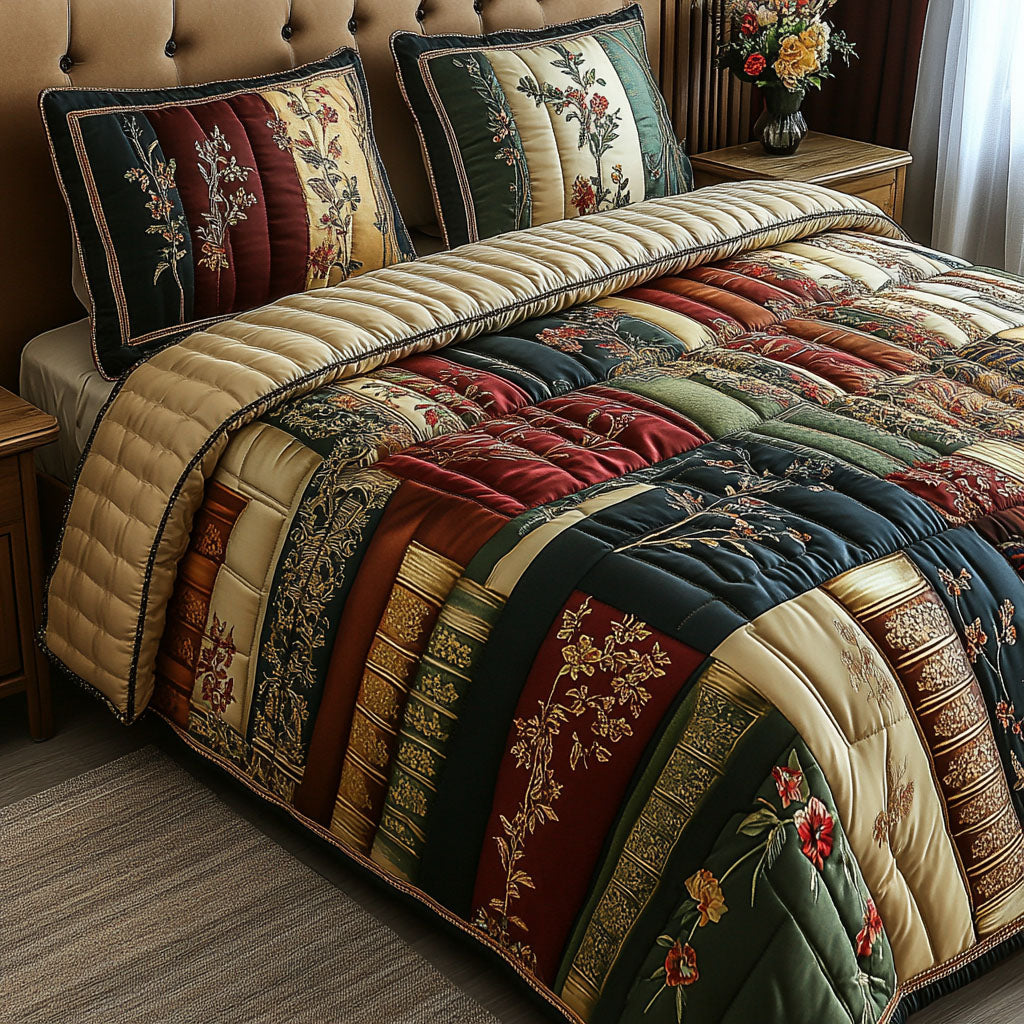 The Cozy Library 3-Piece Quilted Bedding Set NCU0PT5071
