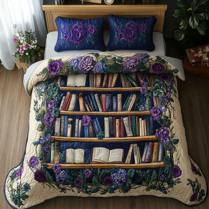 The Enchanted Library 3-Piece Quilted Bedding Set NCU0PT5637