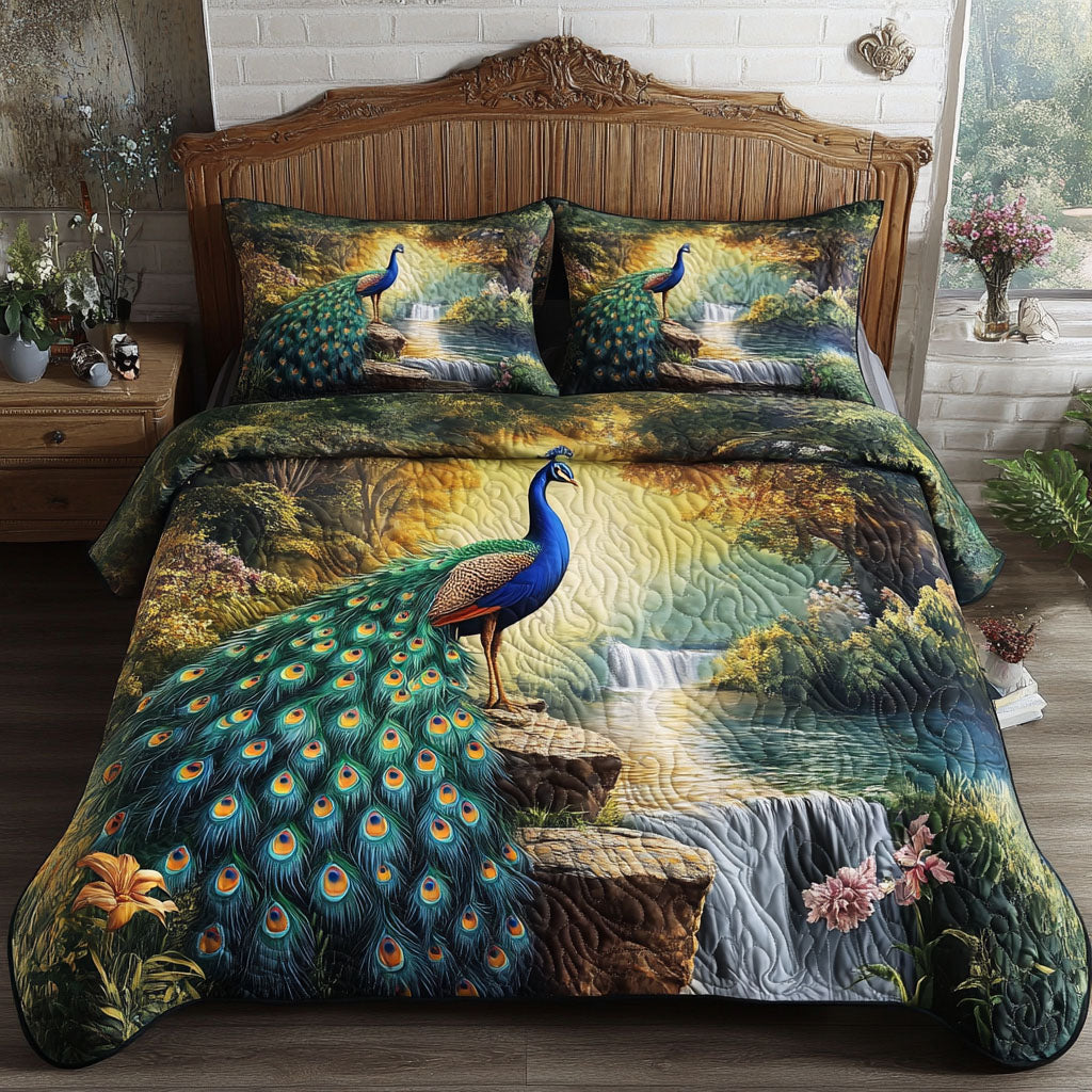 The Feathered Oasis 3-Piece Quilted Bedding Set NCU0PT5947