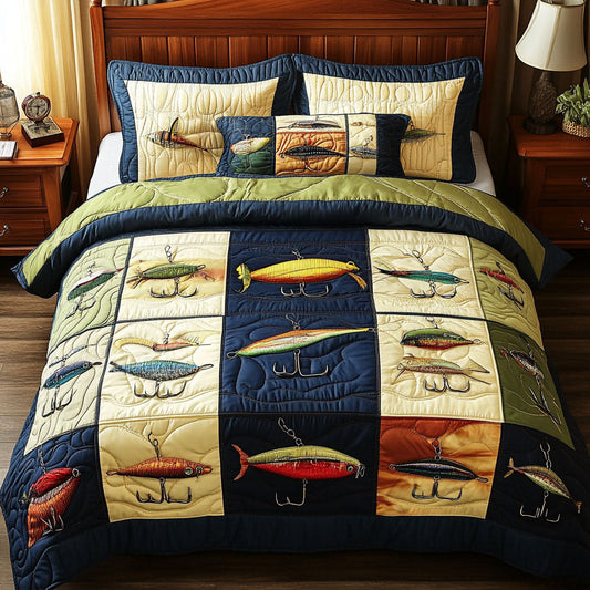 The Fish Lodge 3-Piece Quilted Bedding Set NCU0PT5306