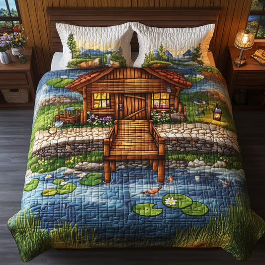 The Fishing Nook 3-Piece Quilted Bedding Set NCU0PT6714