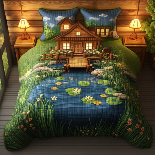 The Fishing Post 3-Piece Quilted Bedding Set NCU0PT6715
