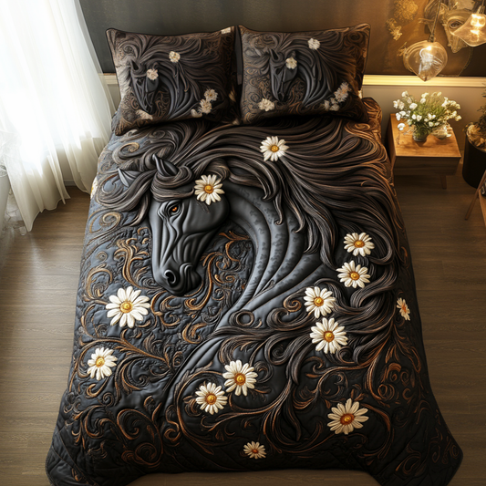 The Flowered Mare 3-Piece Quilted Bedding Set NCU0DV4806