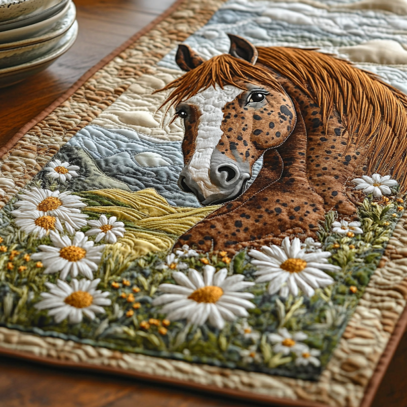 The Flowered Mare Quilted Table Runner NCU0DV4998