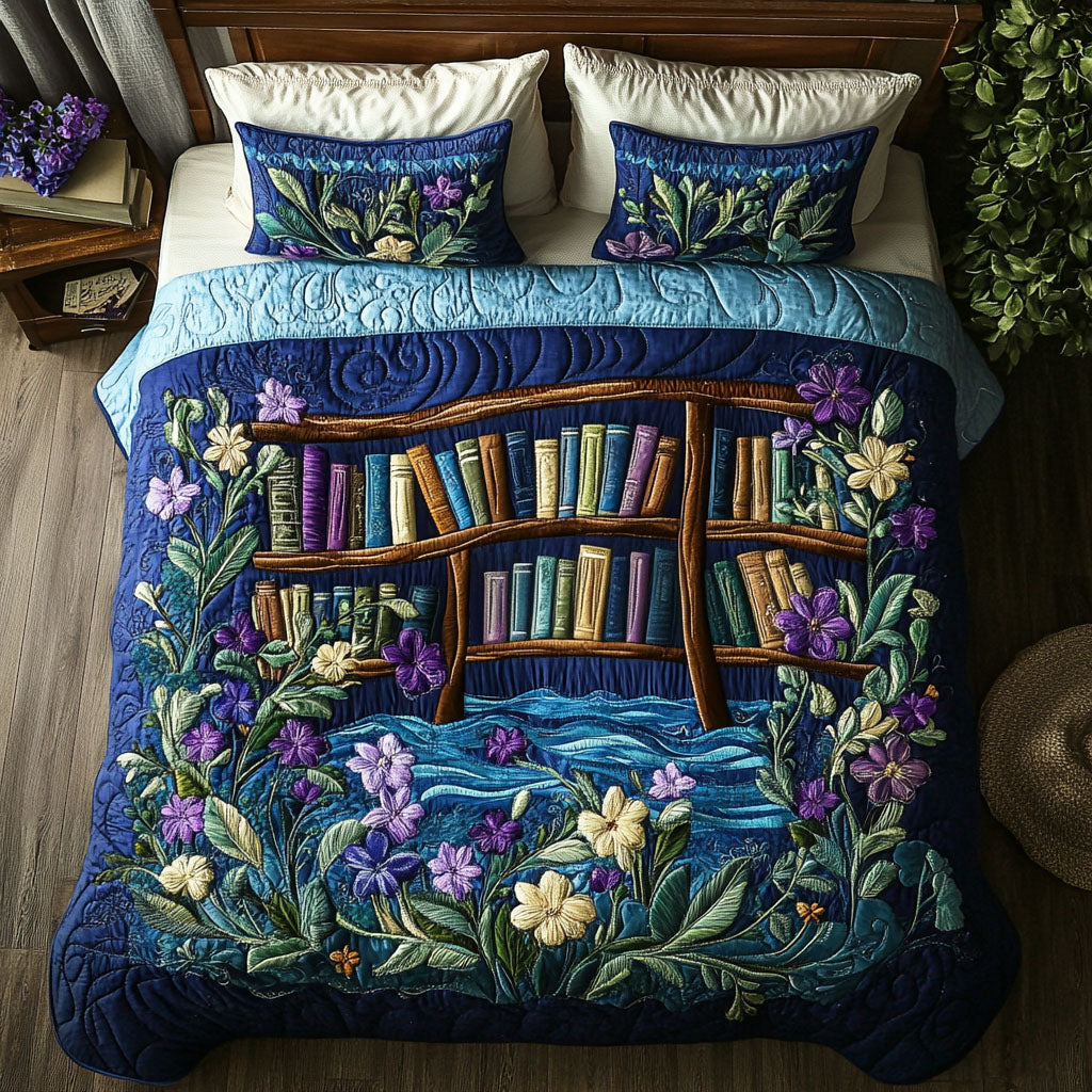 The Flowing Shelves 3-Piece Quilted Bedding Set NCU0PT5638