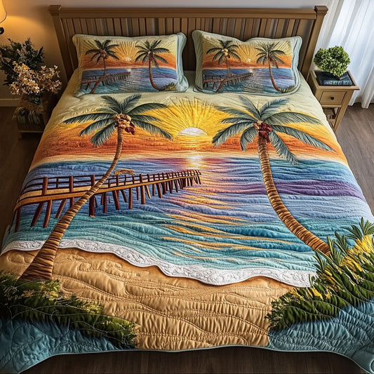 The Golden Pathway 3-Piece Quilted Bedding Set NCU0PT5899