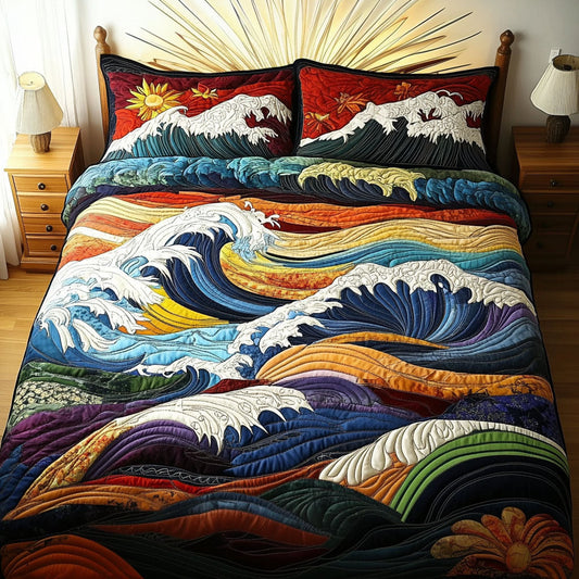 The Great Wave 3-Piece Quilted Bedding Set NCU0PT5116