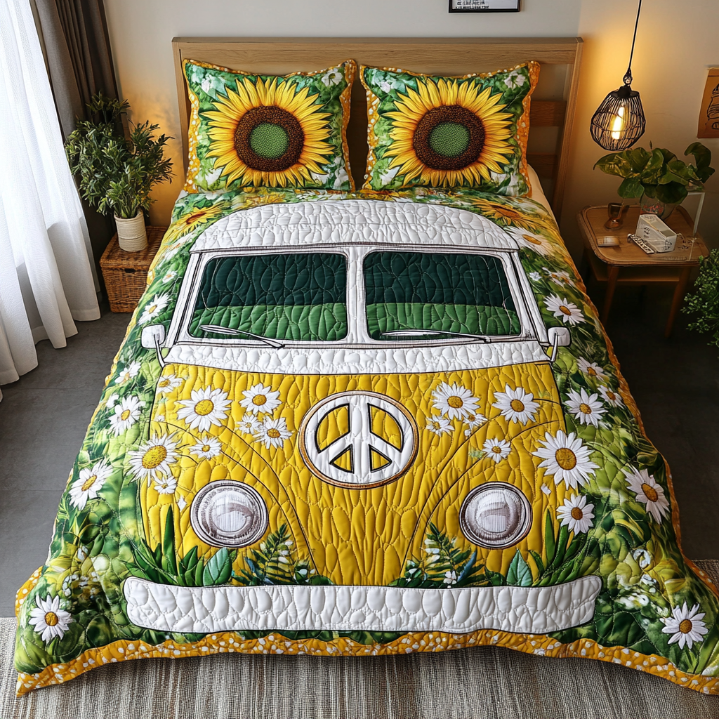 The Groovy Van 3-Piece Quilted Bedding Set NCU0VL1406