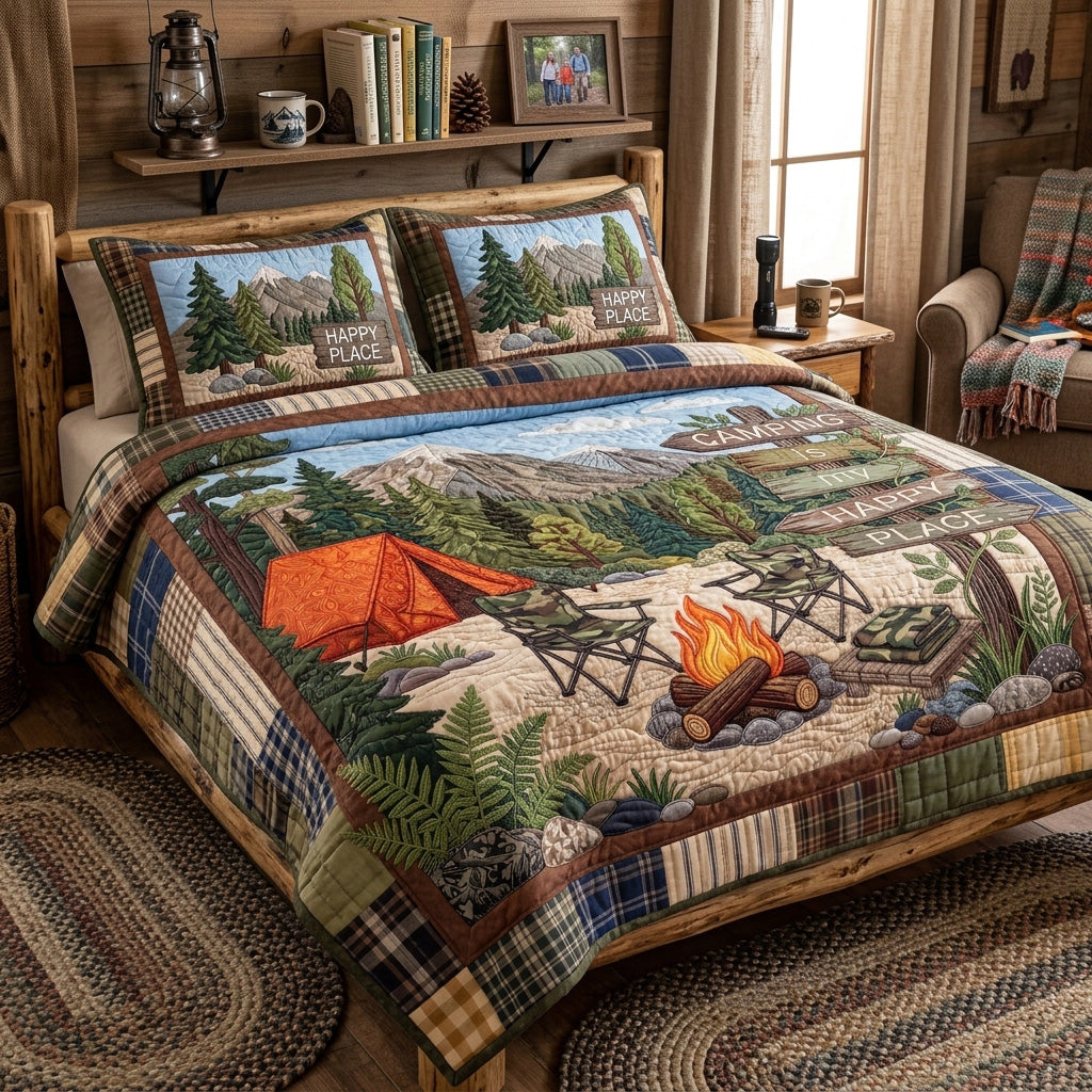 The Happy Camper Heritage 3-Piece Quilted Bedding Set NCU0PT11694