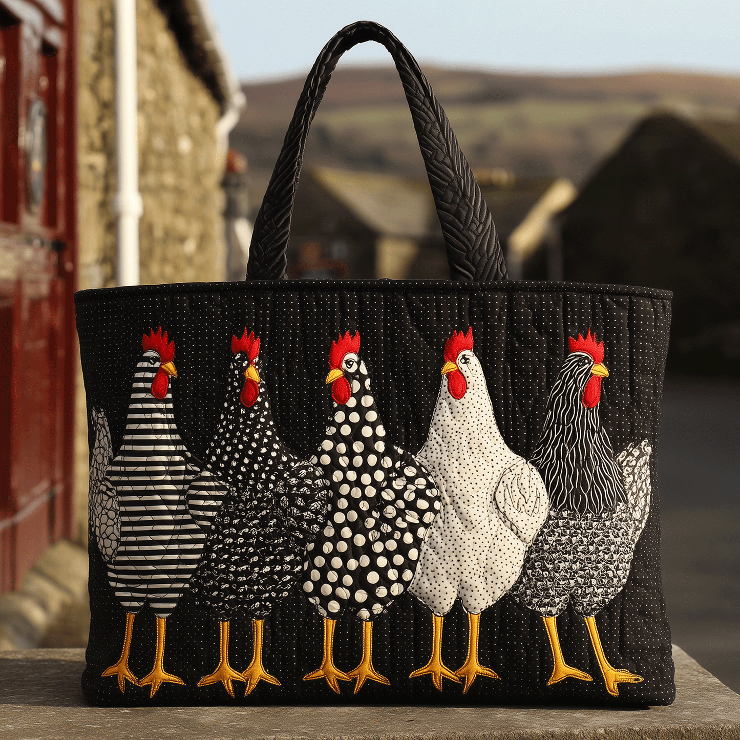 The Hen Lineup Quilted Tote Bag NCU0TH2821