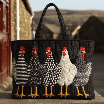 The Hen Lineup Quilted Tote Bag NCU0TH2821