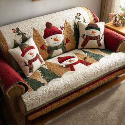 The Jingle Snowmen Quilted Sofa Cover NCU0PT10383
