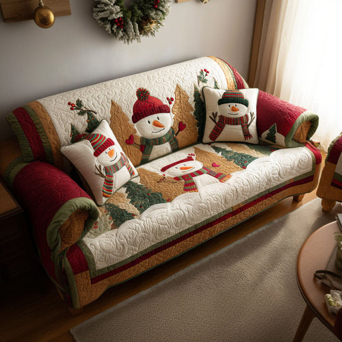 The Jingle Snowmen Quilted Sofa Cover NCU0PT10383