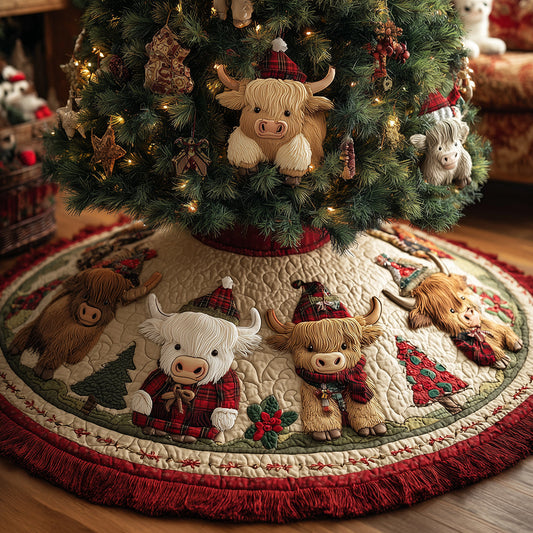 The Jolly Heifers Christmas Quilted Tree Skirt NCU0TH3689