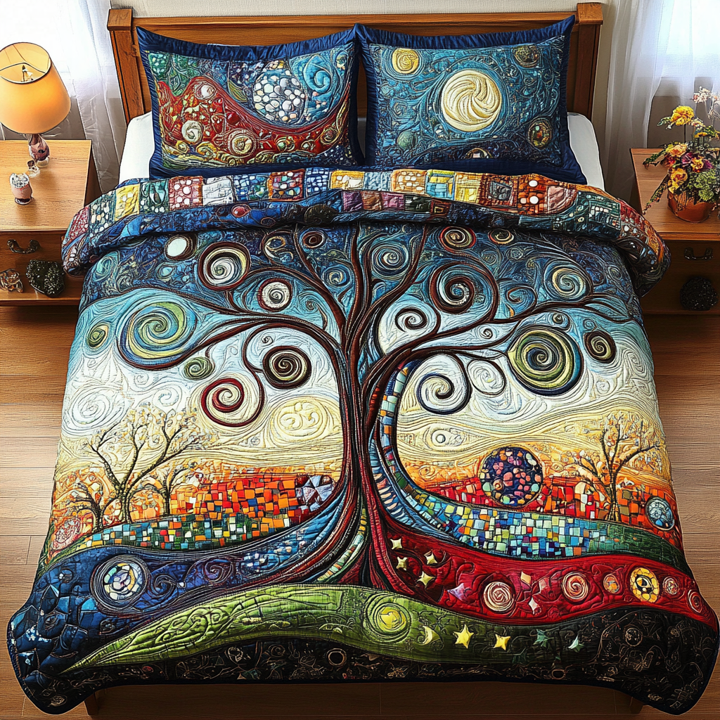 The Living Tree 3-Piece Quilted Bedding Set NCU0VL846 – Vantique